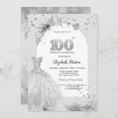 Chique Jurk Winter Grijs 100e Verjaardag Kaart (Voorkant / Achterkant)