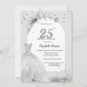 Chique jurk Winter grijs 25e verjaardag Kaart (Voorkant)
