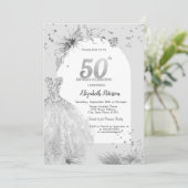 Chique Jurk Winter Grijs 50e Verjaardag Kaart (Staand voorkant)