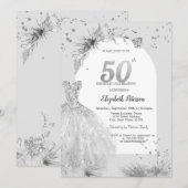 Chique Jurk Winter Grijs 50e Verjaardag Kaart (Voorkant / Achterkant)