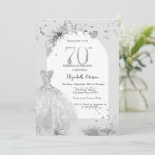 Chique Jurk Winter Grijs 70e Verjaardag Kaart (Staand voorkant)