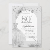 Chique Jurk Winter Grijs 80e Verjaardag Kaart (Voorkant)