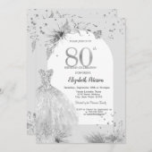 Chique Jurk Winter Grijs 80e Verjaardag Kaart (Voorkant / Achterkant)