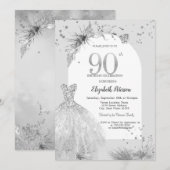 Chique Jurk Winter Grijs 90e Verjaardag Kaart (Voorkant / Achterkant)