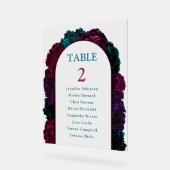 Chique juweeltinten bloemen bruiloft nummers zitpl acryl bord (Hoek)