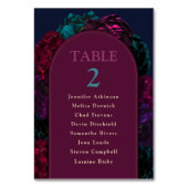 Chique juweeltinten bloemen bruiloft nummers zitpl kaart (Achterkant)