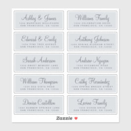 Chique kalligrafie blauwe huwelijksadreslabels voo sticker