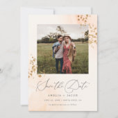 Chique kalligrafie blush roze Waterverf bruiloft Save The Date (Voorkant)