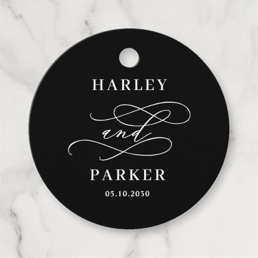 Chique kalligrafie bruiloft gunst Labels (Voorkant)