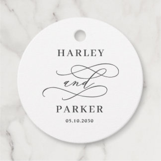 Chique kalligrafie bruiloft gunst Labels