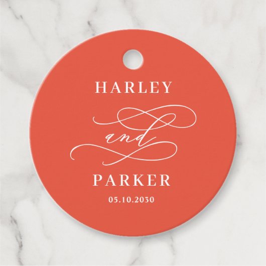 Chique kalligrafie bruiloft gunst Labels (Voorkant)