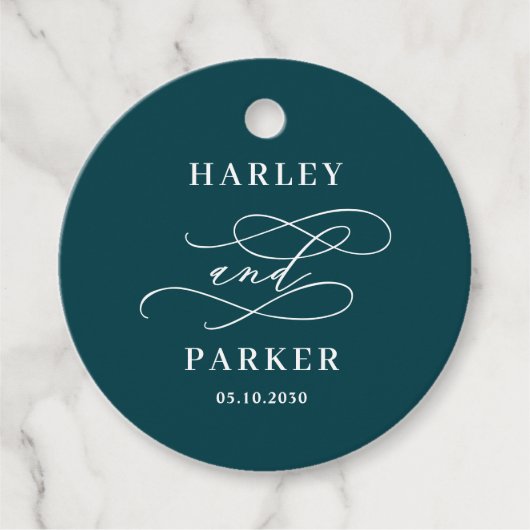 Chique kalligrafie bruiloft gunst Labels (Voorkant)