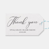 Chique kalligrafie bruiloft gunsten dank u cadeaulabel (Voorkant (Horizontaal))