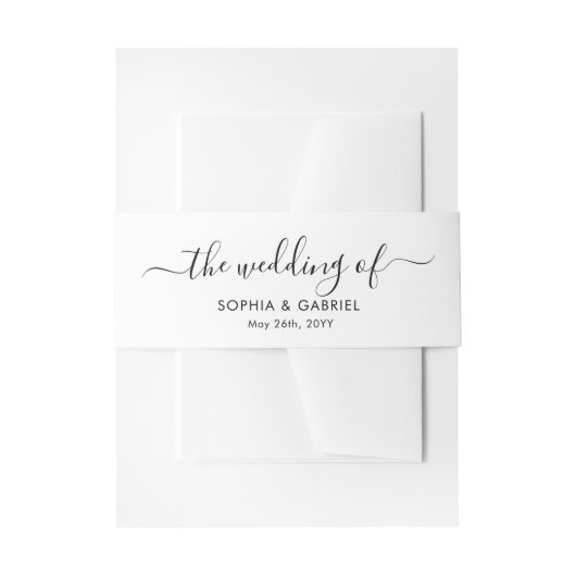 Chique kalligrafie bruiloft uitnodiging uitnodigingen wikkel (Voorkant Voorbeeld)