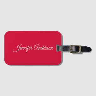 Chique kalligrafie Elegant Cherry Red gepersonalis Bagagelabel