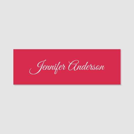 Chique kalligrafie Elegant Cherry Red gepersonalis Naamplaatje (Voorkant)