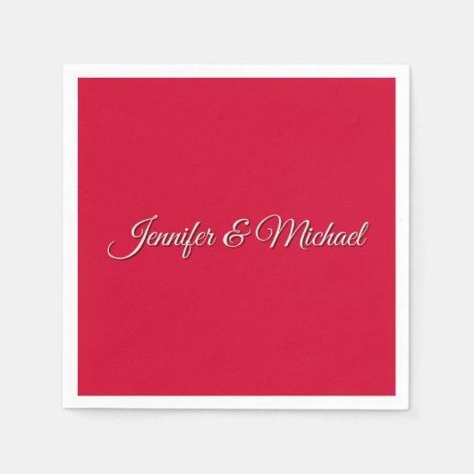 Chique kalligrafie Elegant Cherry Red gepersonalis Servet (Voorkant)