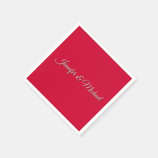 Chique kalligrafie Elegant Cherry Red gepersonalis Servet (Hoek)