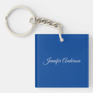 Chique kalligrafie Elegant Deep Blue gepersonalise Sleutelhanger