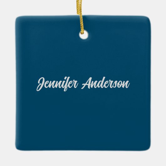 Chique kalligrafie Elegant Ocean Blue gepersonalis Keramisch Ornament (Voorkant)