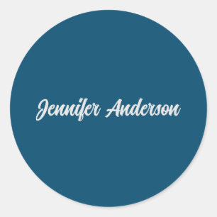 Chique kalligrafie Elegant Ocean Blue gepersonalis Ronde Sticker