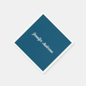 Chique kalligrafie Elegant Ocean Blue gepersonalis Servet (Hoek)