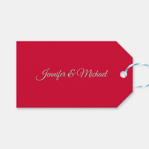 Chique kalligrafie Elegante kersenrode personalisa Cadeaulabel