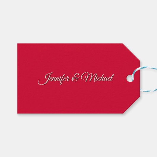 Chique kalligrafie Elegante kersenrode personalisa Cadeaulabel (Voorkant (Horizontaal))