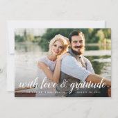 chique kalligrafie | Fotocollage bruiloft Dank u Bedankkaart (Voorkant)