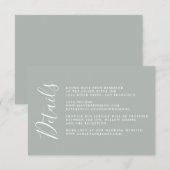 Chique kalligrafie grijs bruiloft details informatiekaartje (Voorkant / Achterkant)