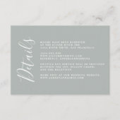 Chique kalligrafie grijs bruiloft details informatiekaartje (Voorkant)