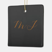 Chique kalligrafie grijs oranje monogram naam init keramisch ornament (Links)