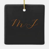 Chique kalligrafie grijs oranje monogram naam init keramisch ornament (Achterkant)