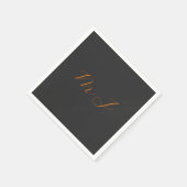 Chique kalligrafie grijs oranje monogram naam init servet (Hoek)