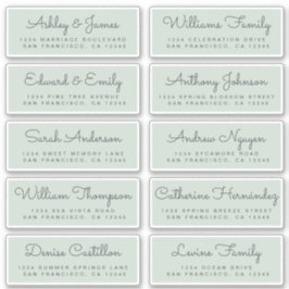 Chique kalligrafie huwelijksgast adreslabels sticker