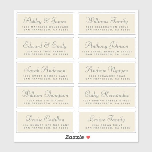 Chique kalligrafie huwelijksgast adreslabels sticker (Vel)