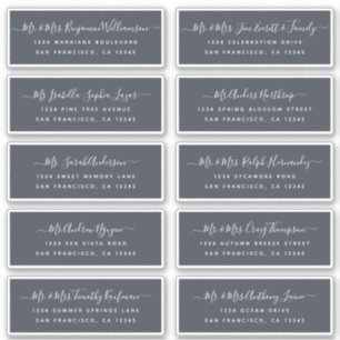 Chique kalligrafie huwelijksgast adreslabels sticker