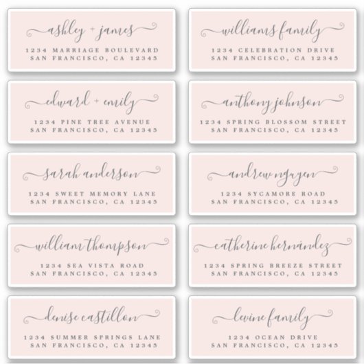 Chique kalligrafie huwelijksgast adreslabels sticker (Voorkant)