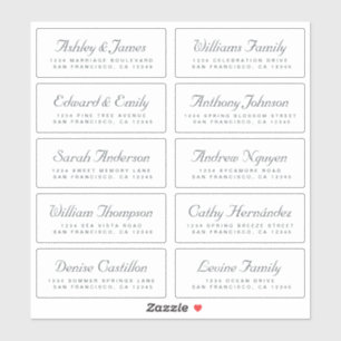 Chique kalligrafie huwelijksgast adreslabels sticker