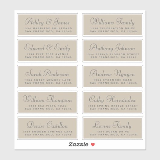 Chique kalligrafie huwelijksgast adreslabels sticker (Vel)