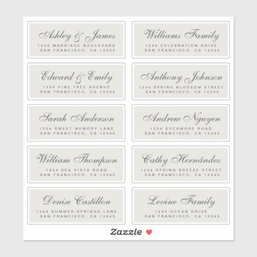 Chique kalligrafie huwelijksgast adreslabels sticker (Vel)