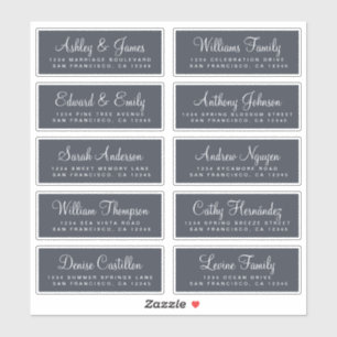 Chique kalligrafie huwelijksgast adreslabels sticker