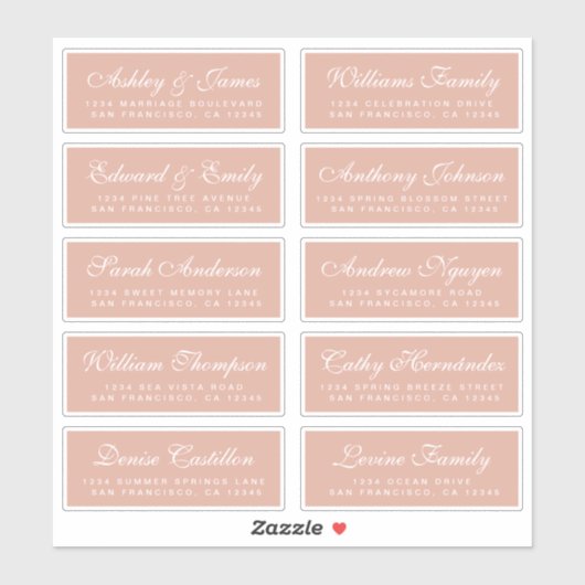 Chique kalligrafie huwelijksgast adreslabels sticker (Vel)