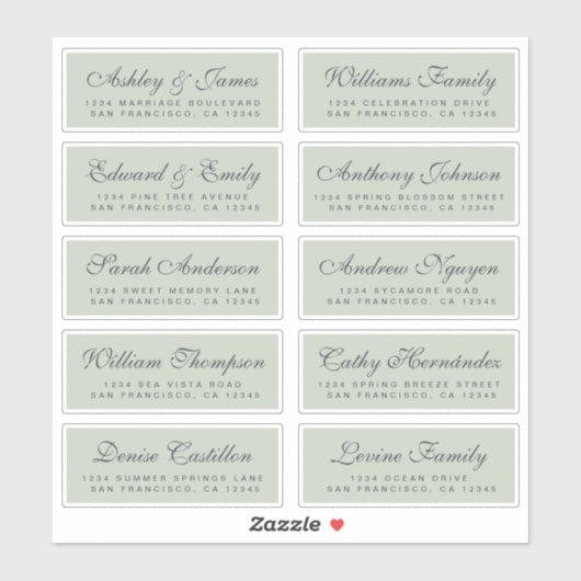 Chique kalligrafie huwelijksgast adreslabels sticker (Vel)