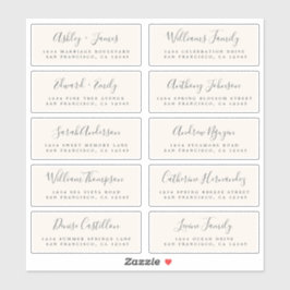 Chique kalligrafie huwelijksgast adreslabels sticker