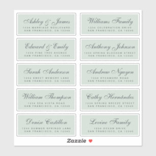Chique kalligrafie huwelijksgast adreslabels sticker