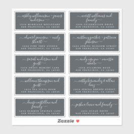 Chique kalligrafie huwelijksgast adreslabels sticker