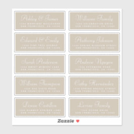 Chique kalligrafie huwelijksgast adreslabels sticker