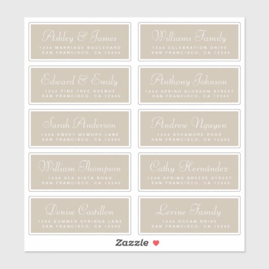 Chique kalligrafie huwelijksgast adreslabels sticker (Vel)