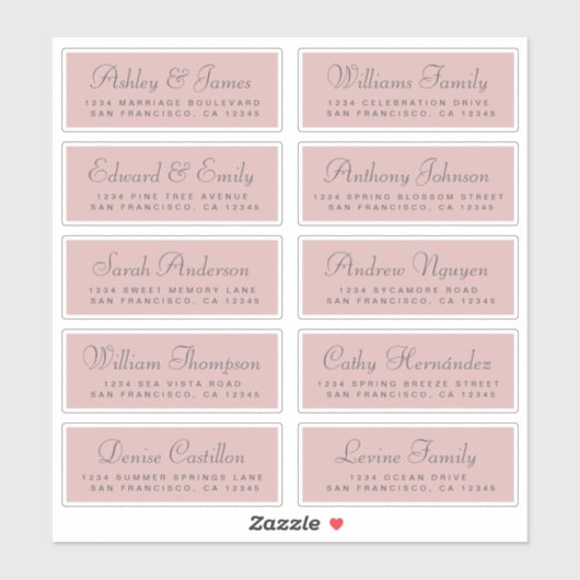 Chique kalligrafie huwelijksgast adreslabels sticker (Vel)